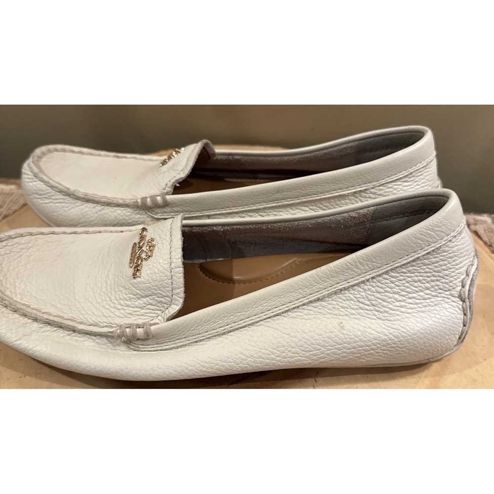 Coach Mary Lock Up Driving Mocs Shoe Loafer White Bone 8.5‎ B Slip-On Leather - Picture 2 of 11